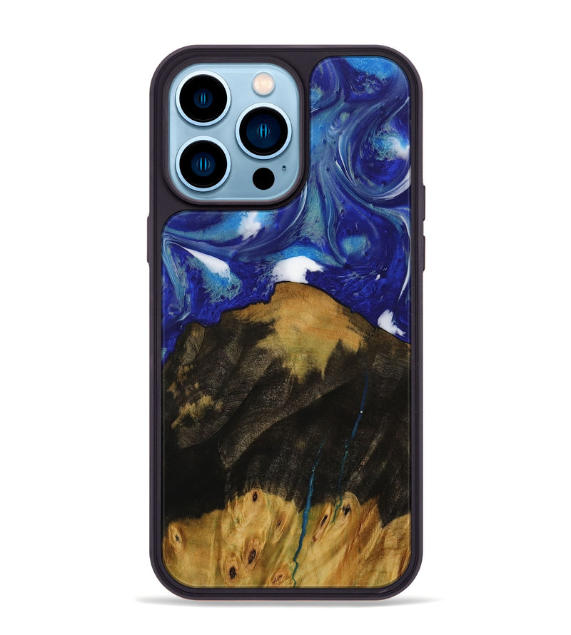 iPhone 14 Pro Max Wood Phone Case - Babara (Blue, 730796)