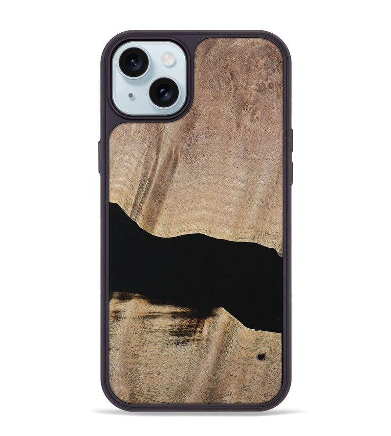 iPhone 15 Plus Wood Phone Case - Franza (Pure Black, 730798)