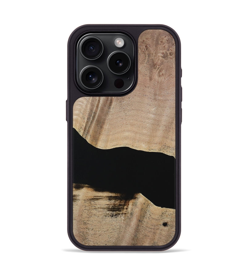 iPhone 15 Pro Wood Phone Case - Franza (Pure Black, 730798)