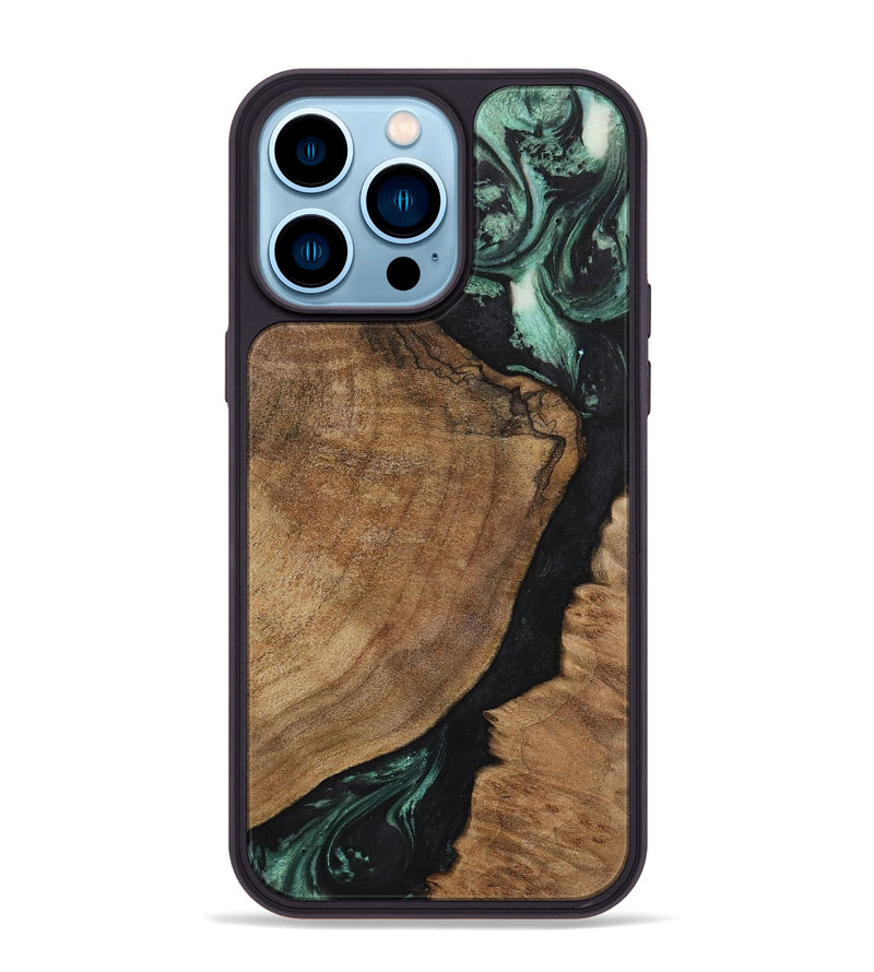 iPhone 14 Pro Max Wood Phone Case - Roobbie (Green, 730802)