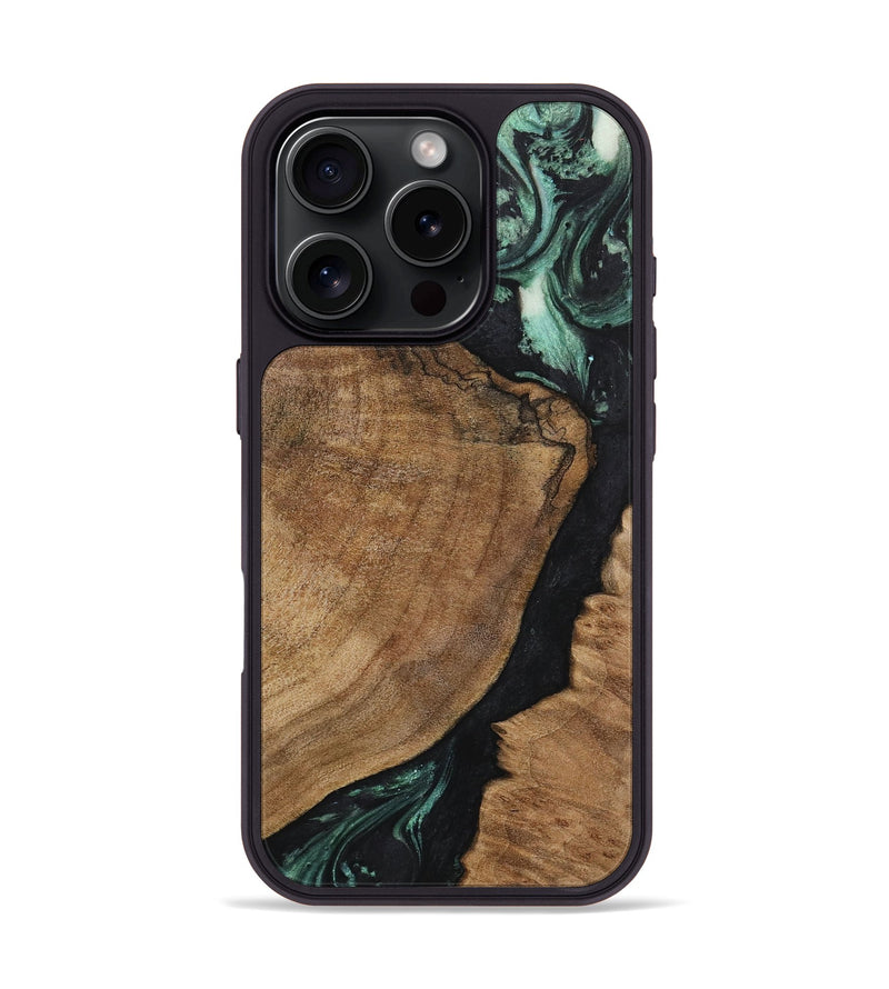 iPhone 16 Pro Wood Phone Case - Roobbie (Green, 730802)