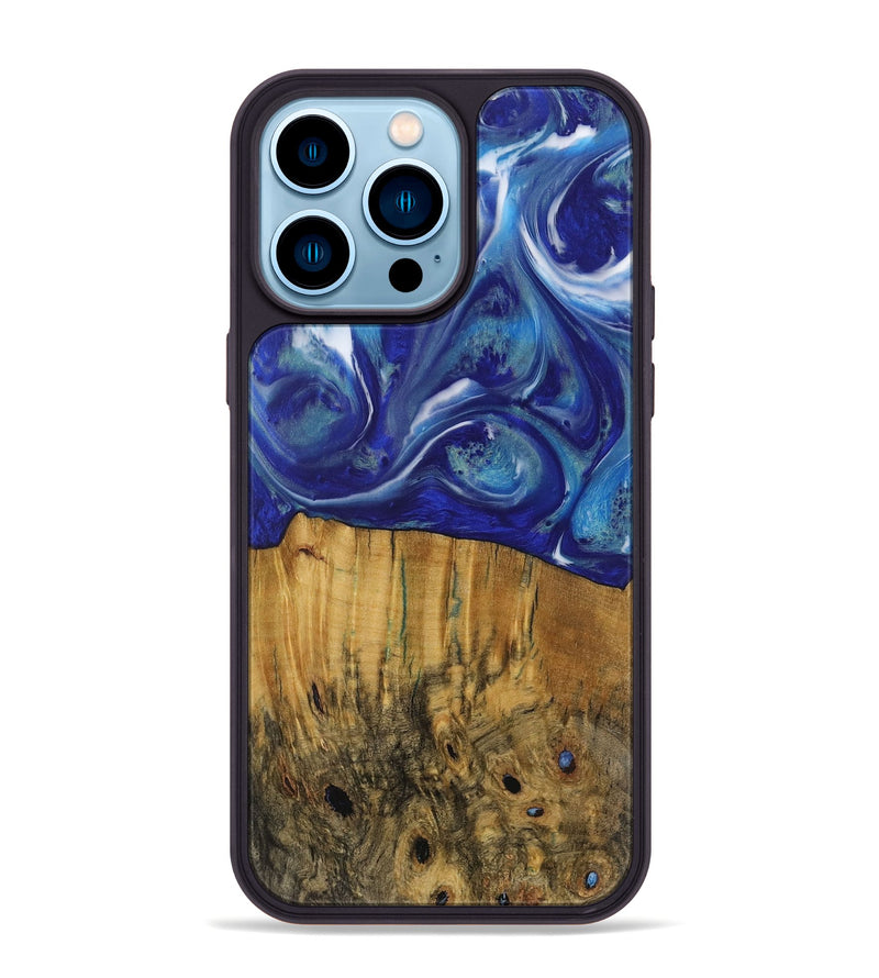 iPhone 14 Pro Max Wood Phone Case - Robena (Blue, 730803)