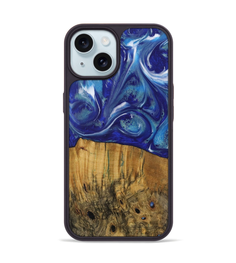 iPhone 15 Wood Phone Case - Robena (Blue, 730803)