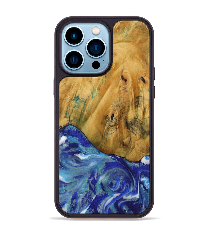 iPhone 14 Pro Max Wood Phone Case - Arah (Blue, 730804)