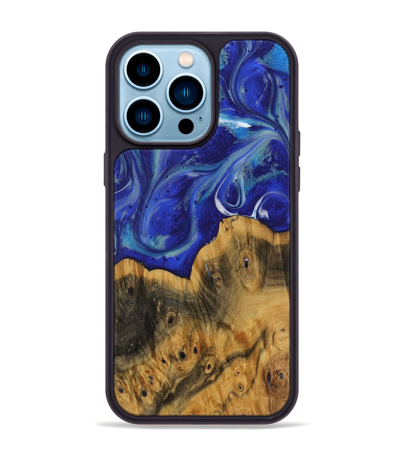 iPhone 14 Pro Max Wood Phone Case - Dedric (Blue, 730809)