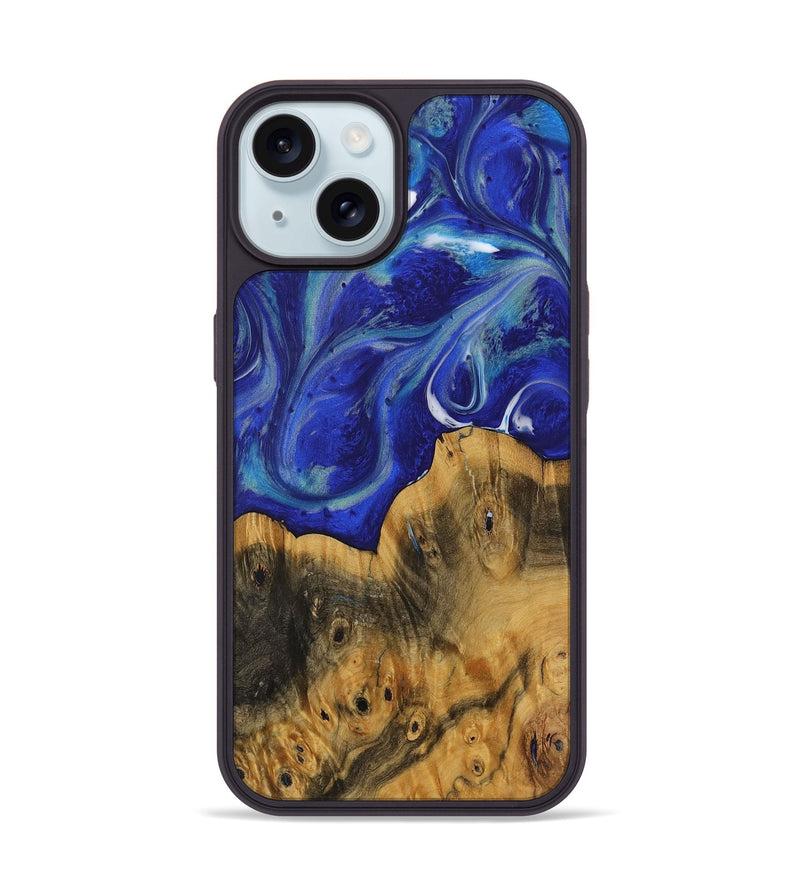 iPhone 15 Wood Phone Case - Dedric (Blue, 730809)