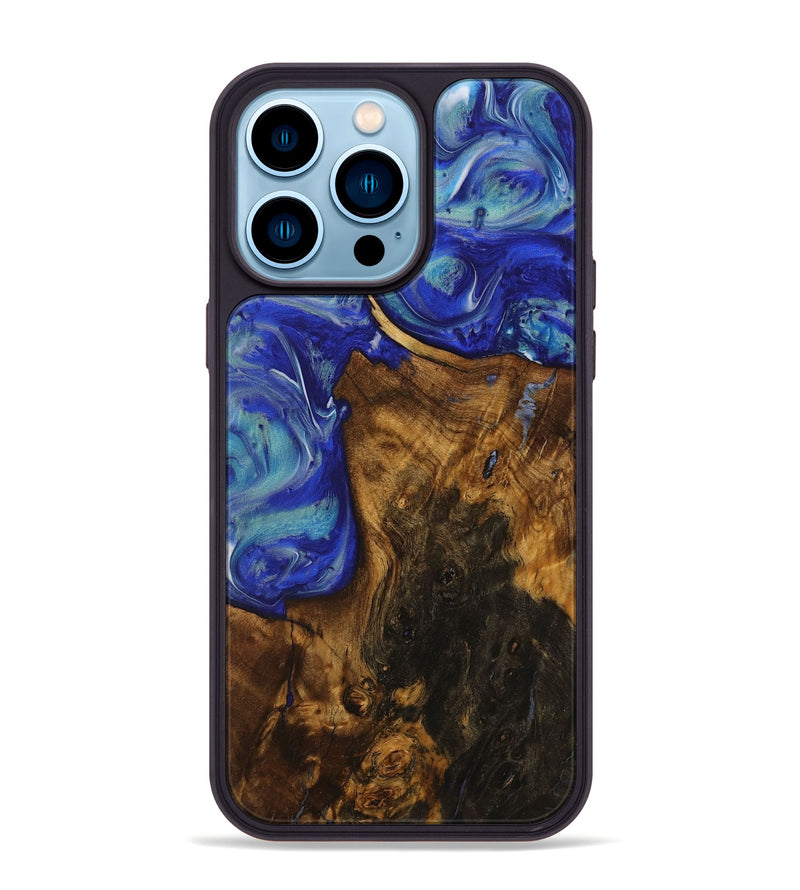 iPhone 14 Pro Max Wood Phone Case - Didani (Blue, 730810)