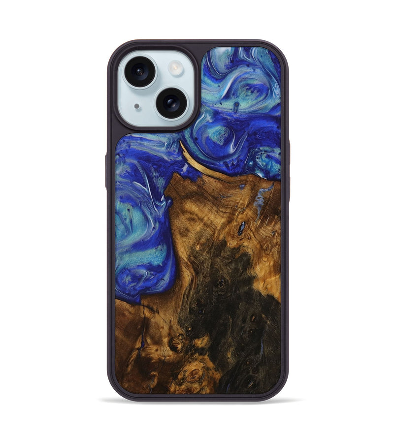 iPhone 15 Wood Phone Case - Didani (Blue, 730810)