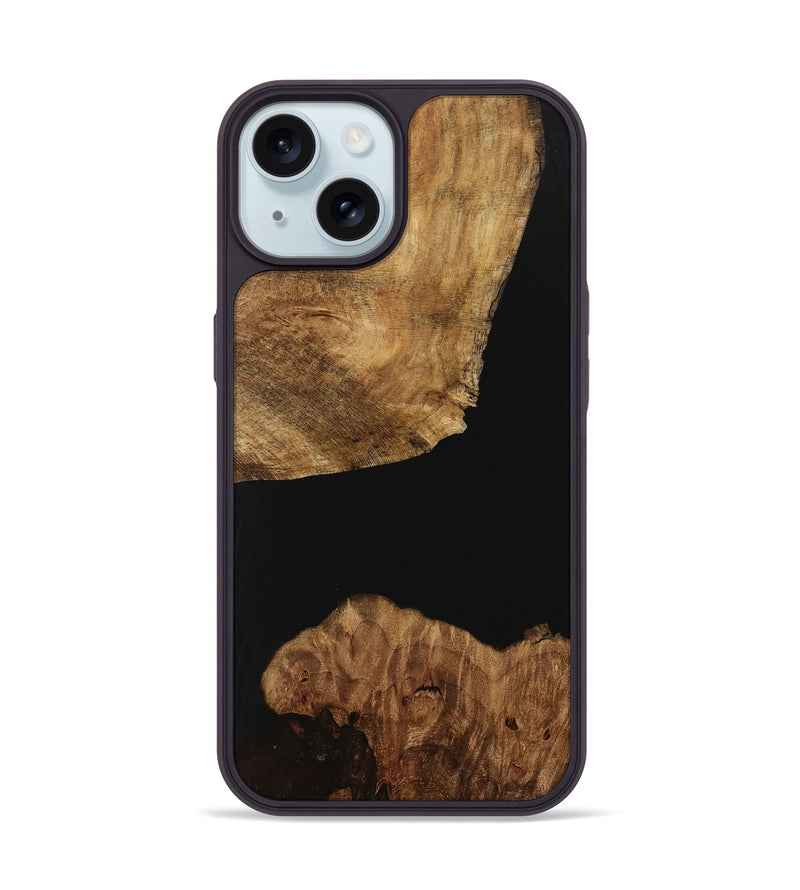 iPhone 15 Wood Phone Case - Jalon (Pure Black, 730821)