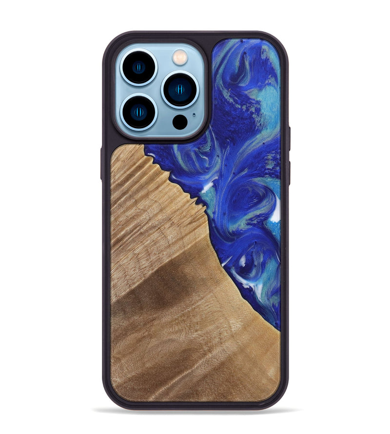 iPhone 14 Pro Max Wood Phone Case - Brittni (Blue, 730827)