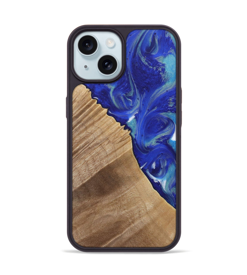 iPhone 15 Wood Phone Case - Brittni (Blue, 730827)