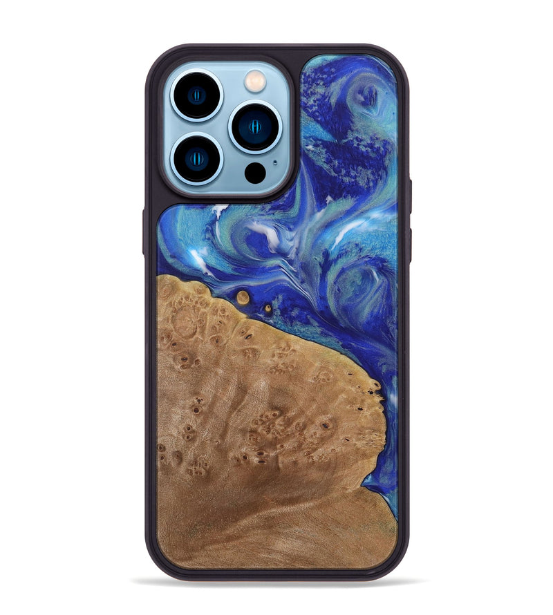 iPhone 14 Pro Max Wood Phone Case - Briley (Blue, 730828)