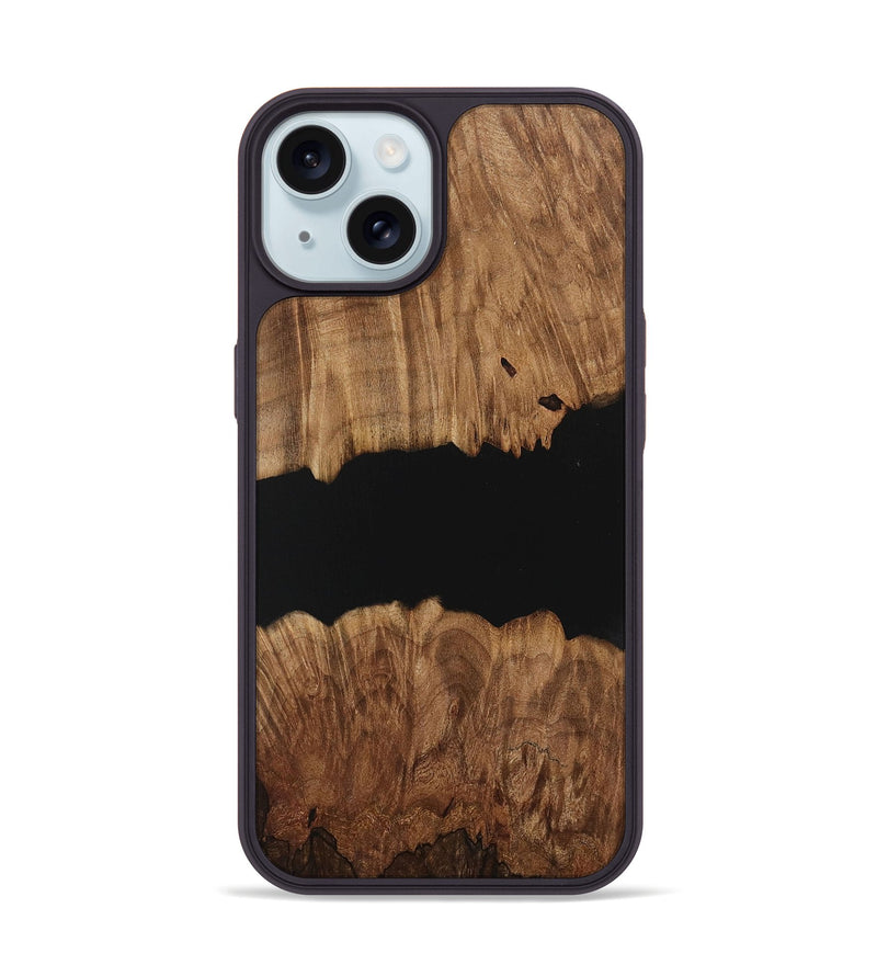 iPhone 15 Wood Phone Case - Colm (Pure Black, 730829)