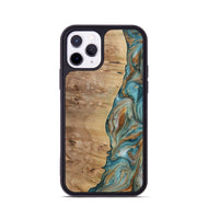 iPhone 11 Pro Wood Phone Case - Wing (Teal & Gold, 730835)