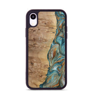 iPhone Xr Wood Phone Case - Wing (Teal & Gold, 730835)