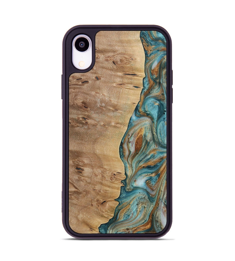 iPhone Xr Wood Phone Case - Wing (Teal & Gold, 730835)