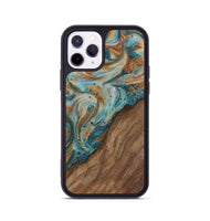 iPhone 11 Pro Wood Phone Case - Makayla (Teal & Gold, 730836)