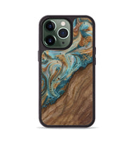 iPhone 13 Pro Wood Phone Case - Makayla (Teal & Gold, 730836)