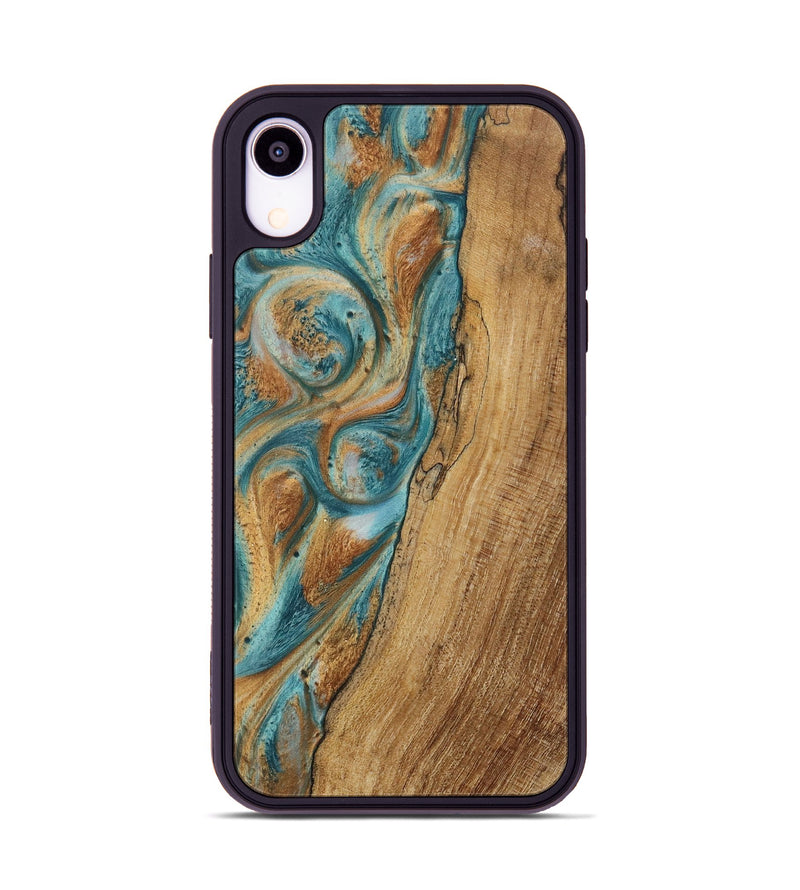 iPhone Xr Wood Phone Case - Jasmyne (Teal & Gold, 730837)