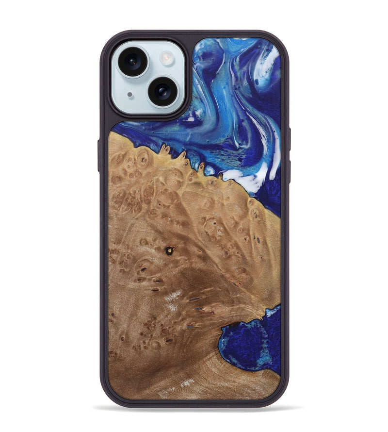 iPhone 15 Plus Wood Phone Case - Luan (Blue, 730839)