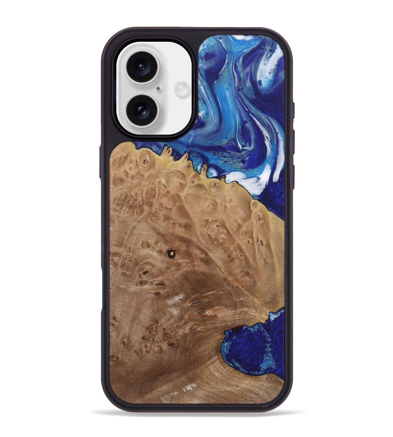 iPhone 16 Plus Wood Phone Case - Luan (Blue, 730839)