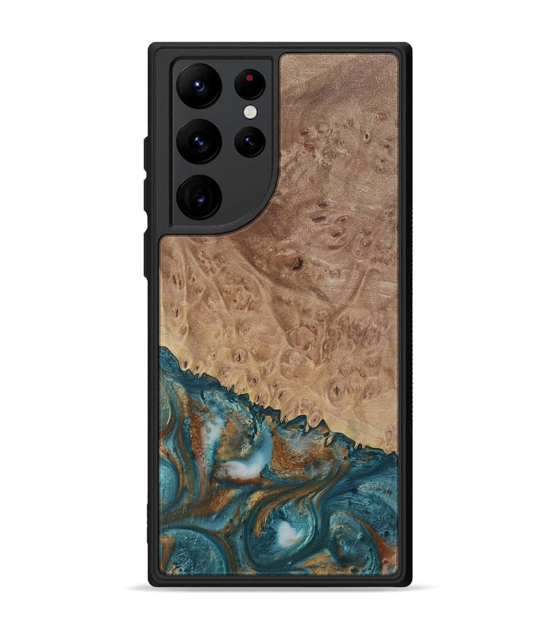 Galaxy S22 Ultra Wood Phone Case - Wilfred (Teal & Gold, 730841)