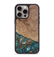 iPhone 15 Pro Max Wood Phone Case - Wilfred (Teal & Gold, 730841)