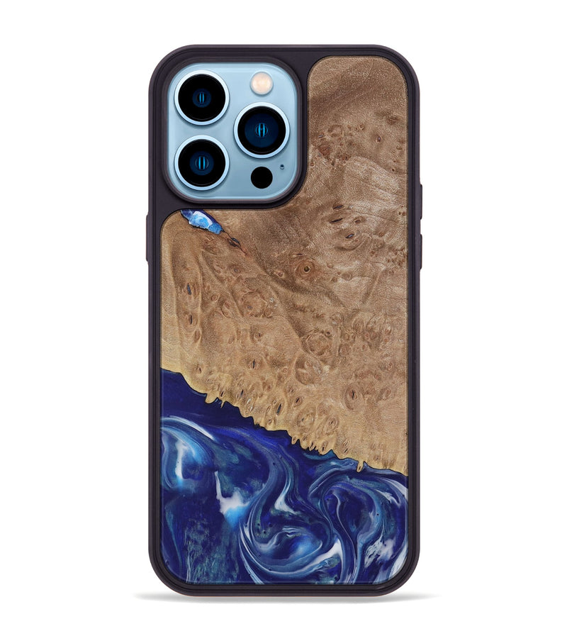 iPhone 14 Pro Max Wood Phone Case - Volney (Blue, 730842)