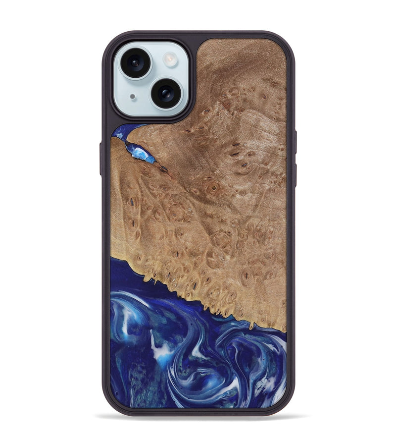 iPhone 15 Plus Wood Phone Case - Volney (Blue, 730842)