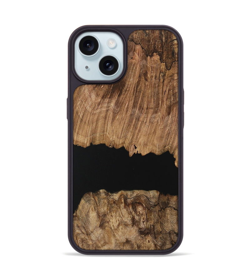 iPhone 15 Wood Phone Case - Delaney (Pure Black, 730848)