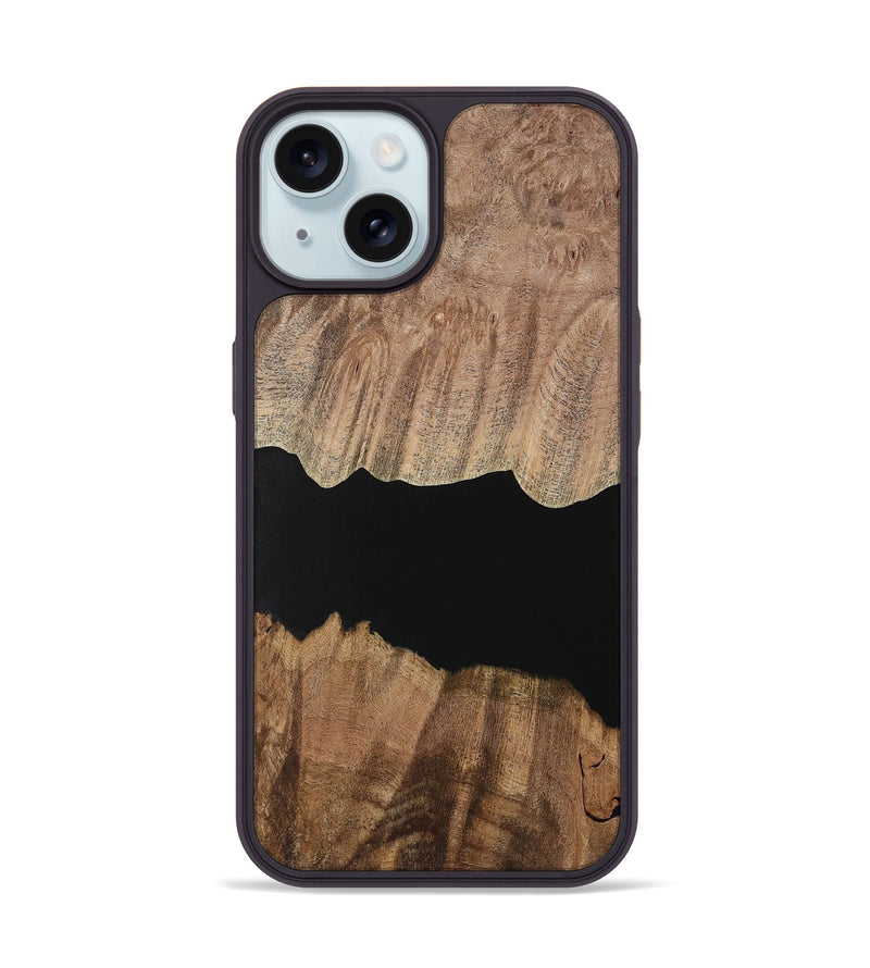 iPhone 15 Wood Phone Case - Jolanda (Pure Black, 730849)