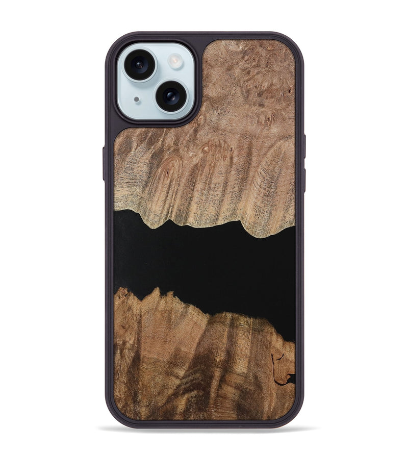 iPhone 15 Plus Wood Phone Case - Jolanda (Pure Black, 730849)