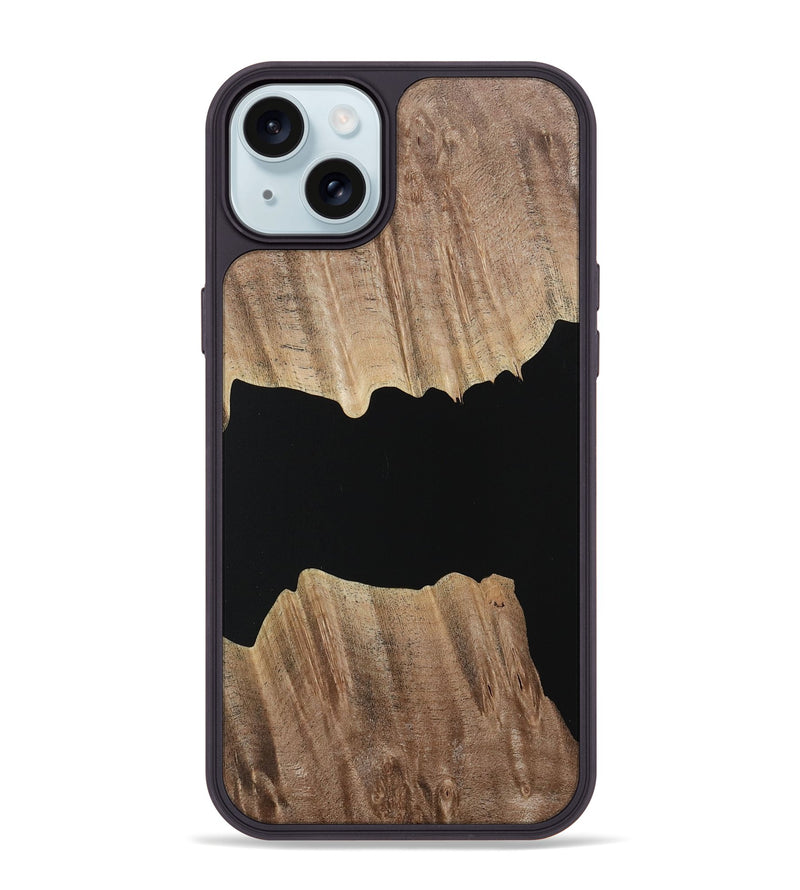 iPhone 15 Plus Wood Phone Case - Hulda (Pure Black, 730854)