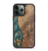 iPhone 13 Pro Max Wood Phone Case - Clareta (Teal & Gold, 730865)