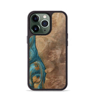 iPhone 13 Pro Wood Phone Case - Clareta (Teal & Gold, 730865)