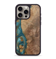 iPhone 15 Pro Max Wood Phone Case - Clareta (Teal & Gold, 730865)