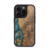 iPhone 15 Pro Wood Phone Case - Clareta (Teal & Gold, 730865)