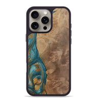 iPhone 16 Pro Max Wood Phone Case - Clareta (Teal & Gold, 730865)