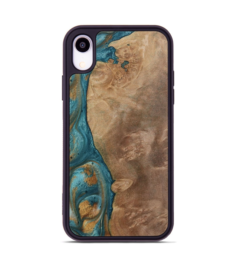 iPhone Xr Wood Phone Case - Clareta (Teal & Gold, 730865)