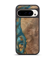 Pixel 9 Wood Phone Case - Clareta (Teal & Gold, 730865)