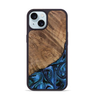 iPhone 15 Wood Phone Case - Flss (Blue, 730869)