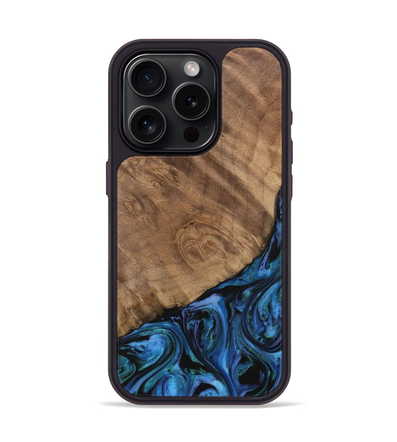 iPhone 15 Pro Wood Phone Case - Flss (Blue, 730869)