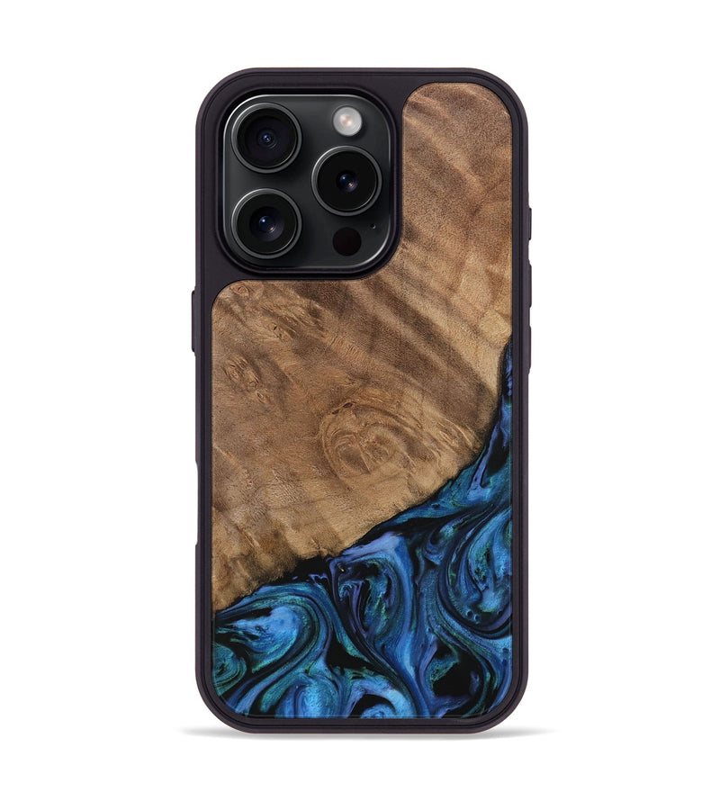 iPhone 16 Pro Wood Phone Case - Flss (Blue, 730869)