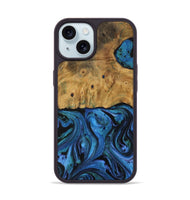 iPhone 15 Wood Phone Case - Charly (Blue, 730873)