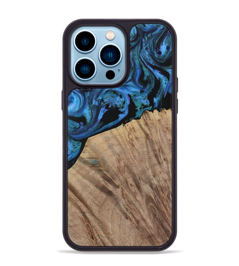 iPhone 14 Pro Max Wood Phone Case - Flying (Blue, 730874)