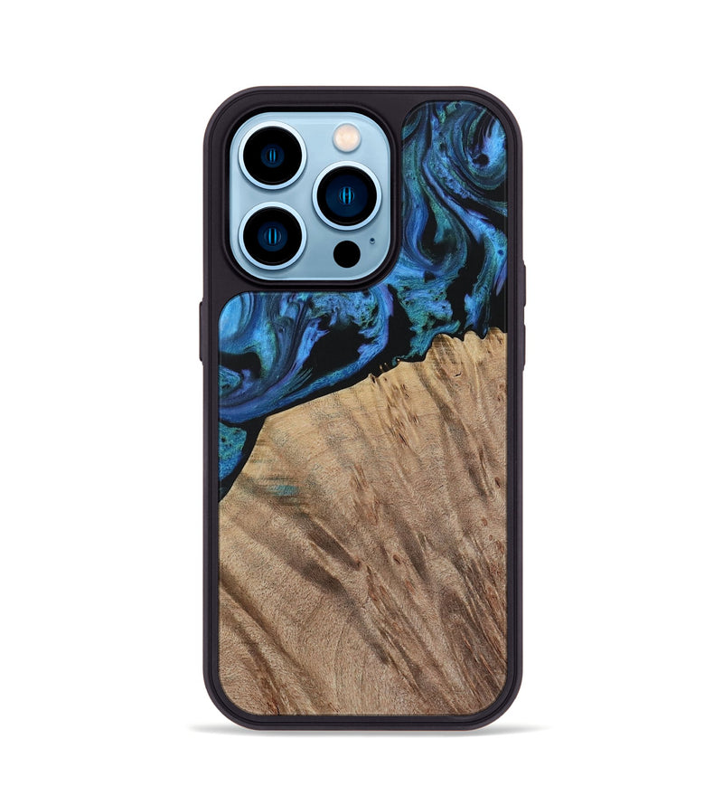 iPhone 14 Pro Wood Phone Case - Flying (Blue, 730874)