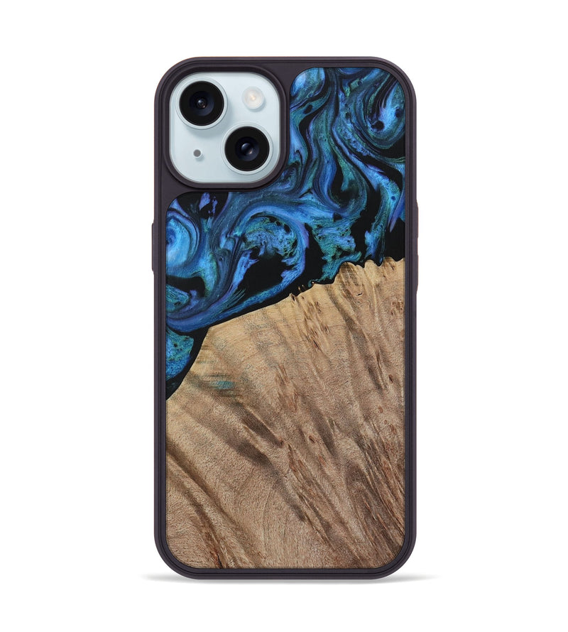 iPhone 15 Wood Phone Case - Flying (Blue, 730874)