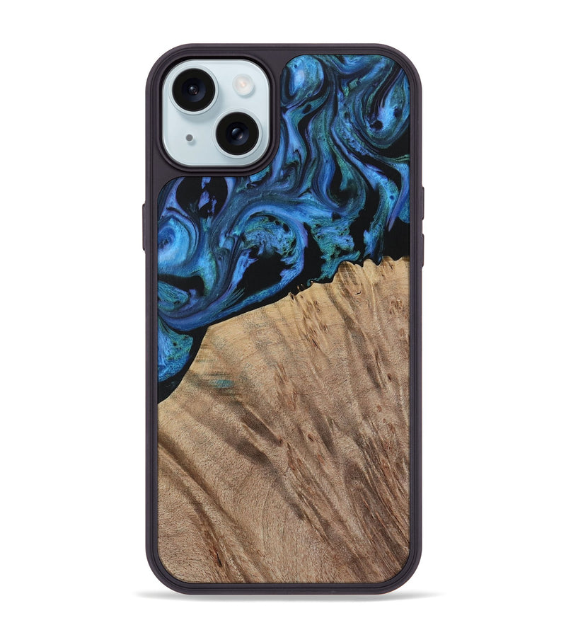 iPhone 15 Plus Wood Phone Case - Flying (Blue, 730874)