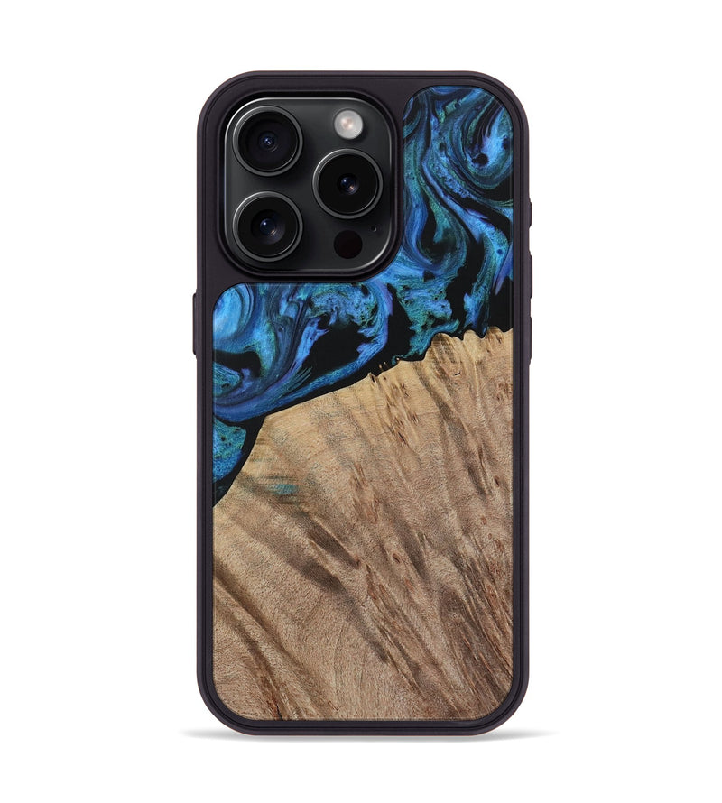 iPhone 15 Pro Wood Phone Case - Flying (Blue, 730874)