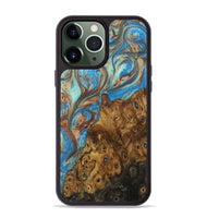 iPhone 13 Pro Max Wood Phone Case - Shafter (Teal & Gold, 730888)